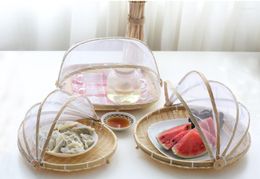 Storage Baskets Natural Bamboo Basket Detachable Cover Round/Square Insect-proof Household