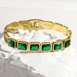 Bangle Stainless Steel Bracelet For Women Men Vintage Colourful Crystal Open Bracelets Stylish Luxury Waterproof Jewellery Gift