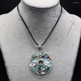 Pendant Necklaces Fashion Jewellery Natural Abalone Shell Pendants Necklace Vintage Round Circle Hollow Seashell Charms For Women Gift