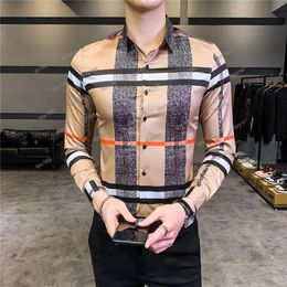 Streetwear Social Blouse Camisa Masculina 2023 Spring Korean Designer Casual Men Shirt Long Sleeve Slim Fit Mens Dress Shirts