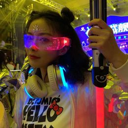 Other Event Party Supplies Colourful Luminous Glasses 7 Mode Adjustable LED Light Up Goggles for Bar KTV Christmas Halloween Cyberpunk Party Prop Decoration 230821