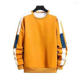 Men's Sweaters Polyester Stylish Loose Men Sweater O-Neck Pullover Hoodie Regular Patchwork Sweatshirt All-matched For Sport