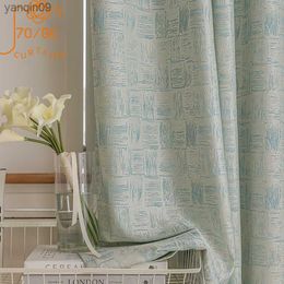 Curtain New Mint Green Plaid Jacquard Curtains for Living Room Bedroom Balcony Floor To Ceiling Bay Windows Customised Finished Products HKD230821