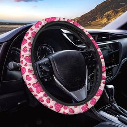 Steering Wheel Covers Pink Heart Design Pattern Durable Cover Set For Women Personalized Padding Protection Easy Clean