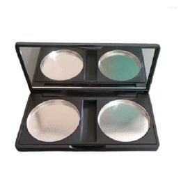 Storage Bottles 36.5mm 2 Grids Empty Eye Shadow Box Compact Powde Container Square Matte Black Plastic Lipstick Palette Blush Case With