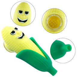 Colourful Silicone Pipes Corn Style Glass Nineholes Philtre Screen Bowl Portable Innovative Herb Tobacco Cigarette Holder Hand Smoking Handpipes