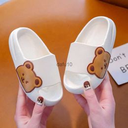 Slippers Jordy Children Slippers Cartoon Bear Home Shoes For Boy Girls Summer Flat Heel Soft Eva House Slippers Beach Child Kids Slides HKD230821