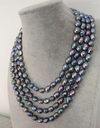 Chains 8-9mm Black Baroque Freshwater Pearl Long Necklace 60inches