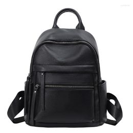 School Bags Nesitu Top Grain Genuine Leather Women Backpack Girl Female Roomy Grey Red Brown Green Black Blue Khaki