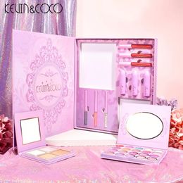 KEVIN&COCO 24 Colour Eyeshadow Tray Shining Light Eyeshadow Velvet Moisturising Lip Glaze Lipstick Concealer Eyeliner Anime Makeup Box