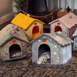 Other Pet Supplies Winter Pet Cat Bed Foldable Dog House Dog Villa Sleep Kennel Removable Nest Warm Enclosed Cave Sofa Pet Supply HKD230821