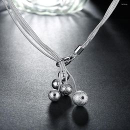 Chains Fashion Brand 925 Sterling Silver Smooth Beads Necklace For Women Party Engagement Wedding Gifts Jewellery