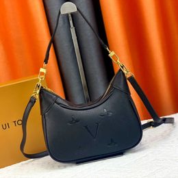Womens black Leather 7a bagatelle shoulder bag Luxury tote handbags clutch embossed Underarm bag fashion Mens designer cross body hobo satchel