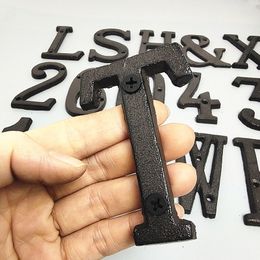 Garden Decorations Metal Letters Numbers Cast Iron Decoration House Sign Doorplate DIY Cafe Wall Courtyard Decor Number Plaque 3D 0-9 A-Z 230818