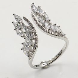 Cluster Rings Size 5-10 Rulalei Brand Sell Luxury Jewelry 925 Sterling Silver Marquise Cut White 5A CZ Wedding Angle WingRing Gift