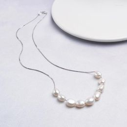 Chains Korean Jewellery Natural Baroque Pearl 925 Sterling Silver Necklace Chain Pendant For Women Gift