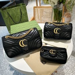 Abendtaschen 5A Designer Marmont Geldbörsen Umhängetaschen für Damen Handtasche aus echtem Leder Schultertaschen 3 Größen Damen S Handtaschen Lady Chain Bag mit