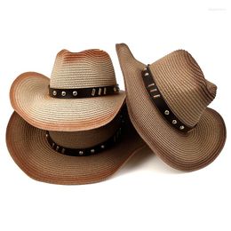 Berets Summer Cowboy Straw Hats For Men Fashion Casual Outdoor Sunshade Hat Seaside Sun Protection Beach Cap Wholesale