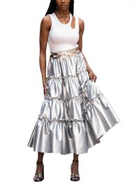 Skirts Women S Sparkling Sequin Embellished A-line Midi Skirt Glamorous Shimmering Pleated Layers Elegant Flowy Design