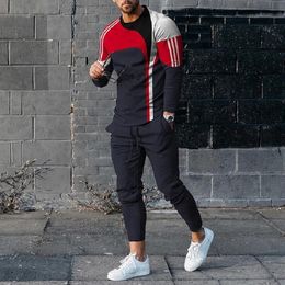 Men s Tracksuits Long Sleeve T Shirt Trousers 2 Piece Set Fashion Tracksuit Oversized Jogging Suit Casual Simple Streetwear Man Sets Clothing 230821