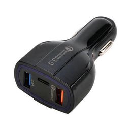 2023 porte di alta qualità 3 porte QC3.0 Caricatore auto USB Sell Sell Hot Type-C Adattatore per auto USB con IC intelligente per smart Phones