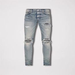 Mens Designer Jeans Ripped Denim Pants Man Slim Jeans Casual Hip Hop Zipper Trousers For Male Stretch Trouser 03271d