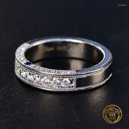 Cluster Rings Elegant 925 Sterling Silver White Topaz Gemstone Wedding Engagement Cocktaill Band Ring Jewellery For Women Men