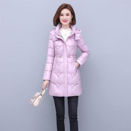 Women's Trench Coats Parkas Winter Woman Jackets Warm Thick Down Jacket Hooded Fashion Slim Solid Clothes Women