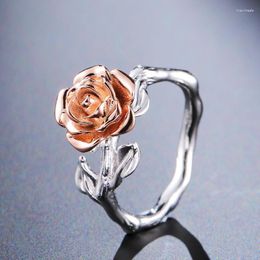 Cluster Rings YangFx Silver Colour European And American Rose Mixed Closed Ring Female Jewellery