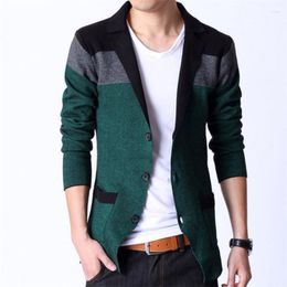 Men's Sweaters Autumn 2023 Suit Baby Care Colour Stitching Knitted Cardigan Youth Outer Wear Handsome Casual Sweater