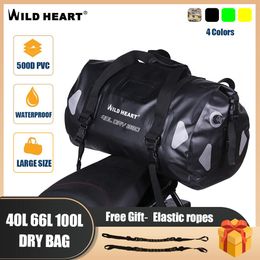 Bags WILD HEART Waterproof Duffle Bag Motorcycle Bag 500D PVC Motorcycle Tail Bags Reflective Motorcycle Seat Bag For Travel