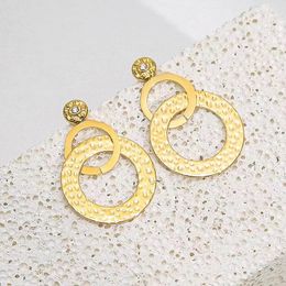 Stud Earrings Wholesale 5 Fashion Exaggerated Big Round Girls Female Gold-plated Titanium Steel Double Hoop