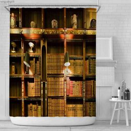 Shower Curtains Vintage Library Books Photo Shower Curtain Magic Bookshelf Printing Bathroom Decor Curtains Set Waterproof Fabric With R230821