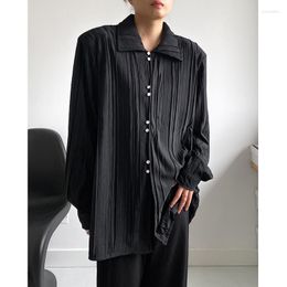 Women's Blouses SuperAen Chinese Long Sleeved Shirt With Irregular Pleated Design Loose Casual For Women