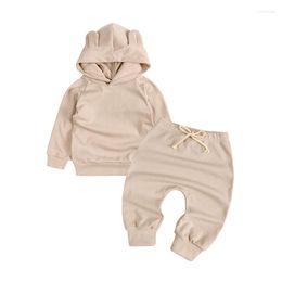 Clothing Sets Plain Toddler And Baby Girls Boys Hoodie Drawstring Harem Sweatpant Cartoon Shower Hooded Spring Summer 6-36 Months