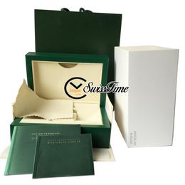 2021 Green Wooden Original Watch Boxes With Manual International Certificate Set Watches Accessories Super Edition Swisstime A11865