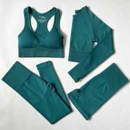 Yoga Outfit 2/3/4pcs Seamless Yoga Set Women Gym Clothes Sportswear Yoga Suits for Fitness Gym Set Underwear Tracksuits Leggings Sports Bra 230818