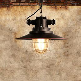 Pendant Lamps Retro Loft Waterproof Glass Chandelier Vintage Shade Lamp Bar Club Indoor Chain Single Head Hanging Light