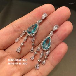 Dangle Earrings Drop For Women 925 Needles Luxury Long Tassels Water Blue Gorgeous Accessories Fine Jewellery