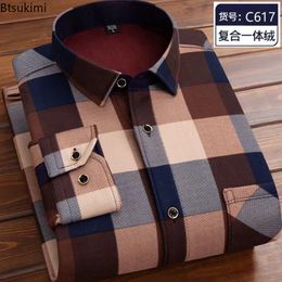 Men's Hoodies Sweatshirts Autumn Winter Men's Long Sleeve Warm Plaid Shirt Fleece and Thick Casual High Quality Large Size Shirt Male Vintage Sweater 4XL 230821