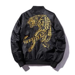 Men's Jackets New Bomber Mns Jackets Embroidery Golden white tiger Jacket Mens MA1 Pilot Bomber Jacket Male Embroidered Thin Coats J230821