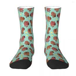Men's Socks Time Capybara Guinea Pig Sock Men Women Polyester Stockings Customizable Hip Hop