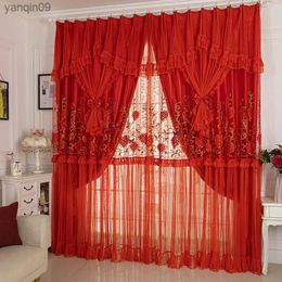 Curtain 1pcs New Korean Style Lace High-end Punch Curtains Bedroom Living Room Bay Window Balcony Shading Rental House Shade Cloth F8472 HKD230821