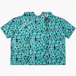 Men's Casual Shirts Leopard Digital Printing Polyester For Men Short Sleeved Summer Quality Streetwear Smooth Comfortable Silky Chemise