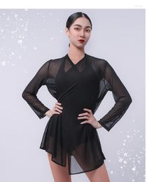 Stage Wear Female Latin Dance Practise Mehs Long Sleeve Coat Samba Rumba Dancing Clothes Adult Ballroom Tango Training Tops