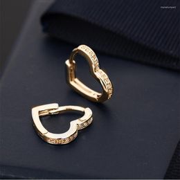 Hoop Earrings Exquisite Heart-shaped Peach Heart Micro-paved Zircon For Women Banquet Party Jewellery Accessory Friend Holiday Gift