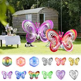 Garden Decorations 3D Butterfly Bird Repeller Spinner Wind Chimes Hanging Reflective Scarer Ornament Outdoor Decoration 230818