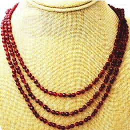 Chains Fashion Boutique 3 Rows 4 Mm Faceted Red Garnet Bead Necklace 17-19 InchAAA