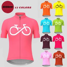 Cycling Shirts Tops Cycling Jersey Women Mountain Bike Cycling Shirt Female Short Sleeves Cycling Clothing Summer Racing Riding Blouse Pink 230820