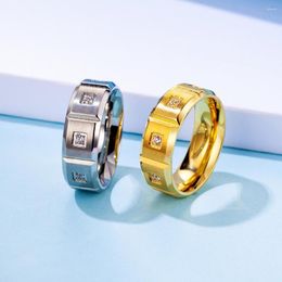 Wedding Rings CZ Crystal For Women Men Stainless Steel Jewellery Couple Love Engagement Promise Couples